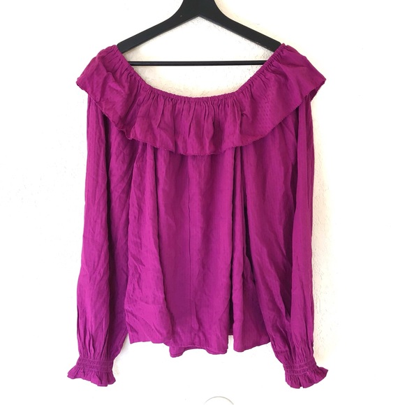 Knox Rose Blouse Top Balloon Long Sleeve Ruffle Size Large color Purple - Picture 4 of 7
